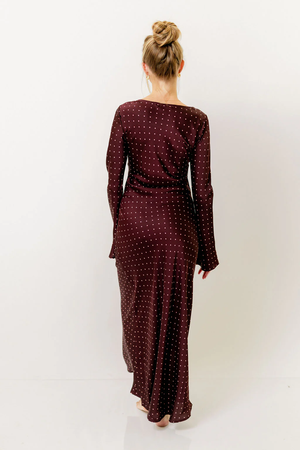Georgie Polka Dot Maxi Dress in Burgundy - Image 8