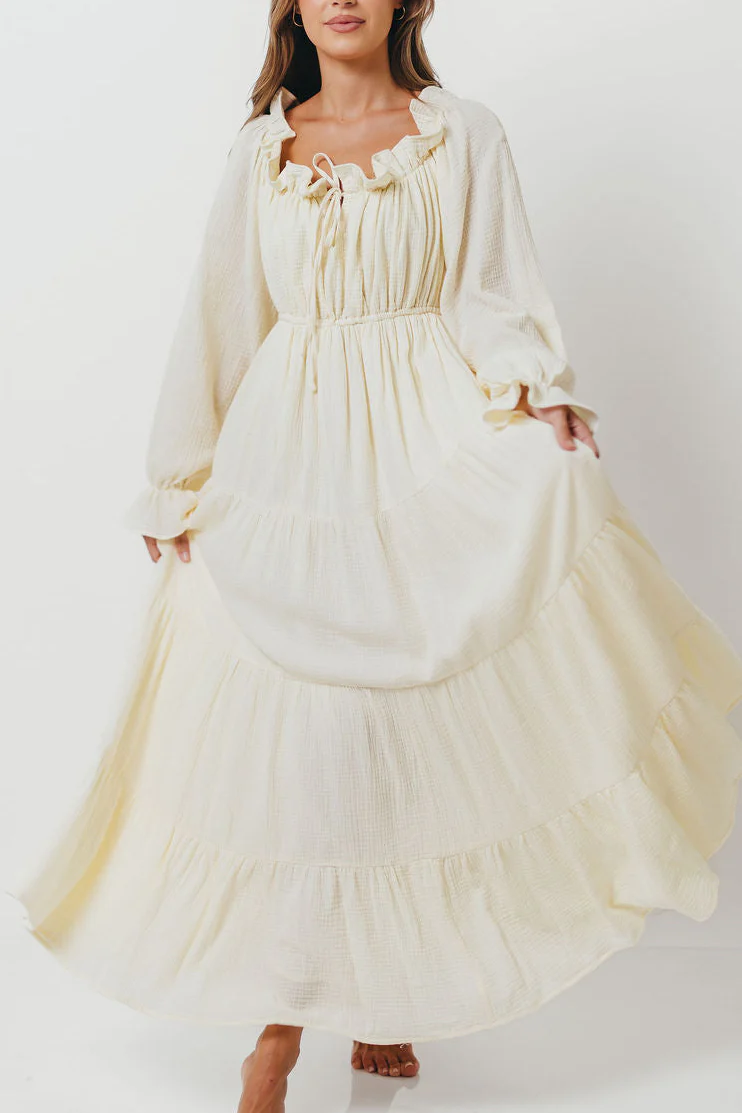 Golden Hour 100% Cotton Maxi Dress in Cream - Bump Friendly *6/9 PRE-ORDER* - Image 2