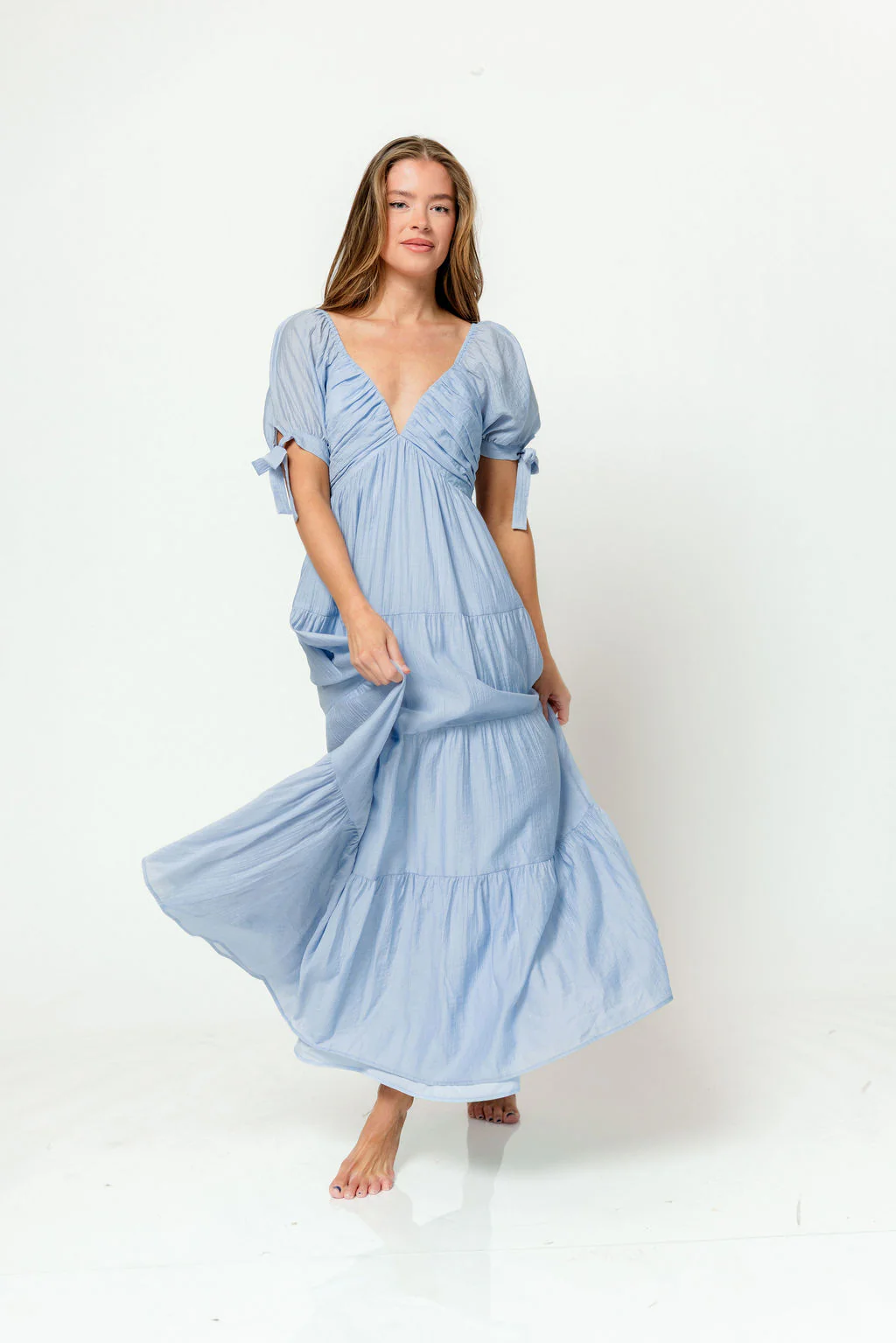 Grayson Maxi Dress in Dusty Blue - Bump Friendly & Inclusive Sizing