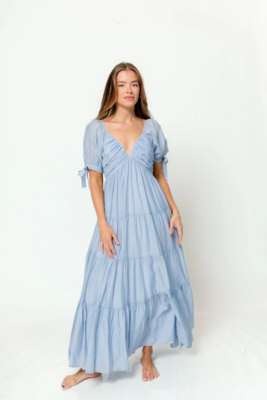 Grayson Maxi Dress in Dusty Blue - Bump Friendly & Inclusive Sizing - Image 3