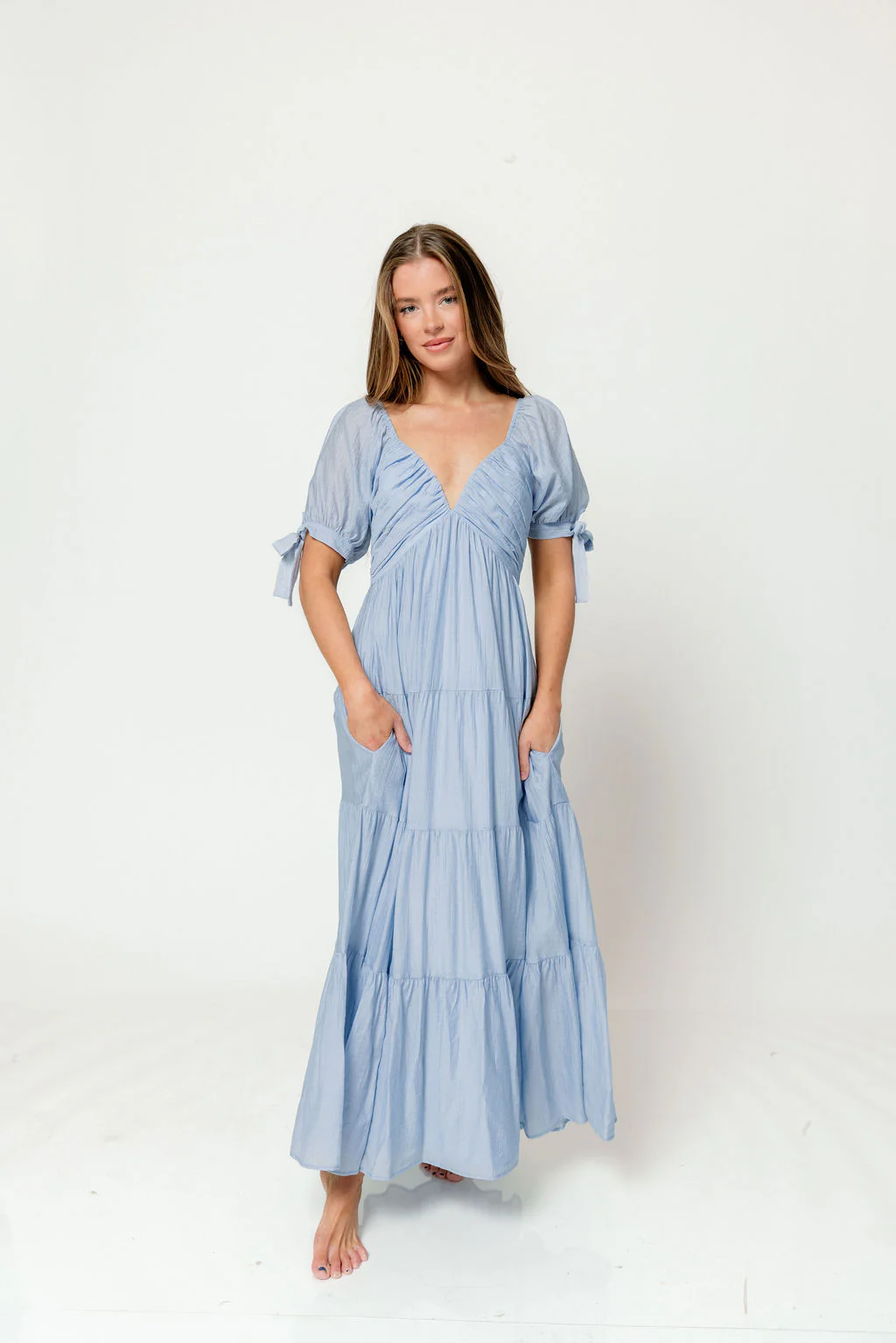 Grayson Maxi Dress in Dusty Blue - Bump Friendly & Inclusive Sizing - Image 5