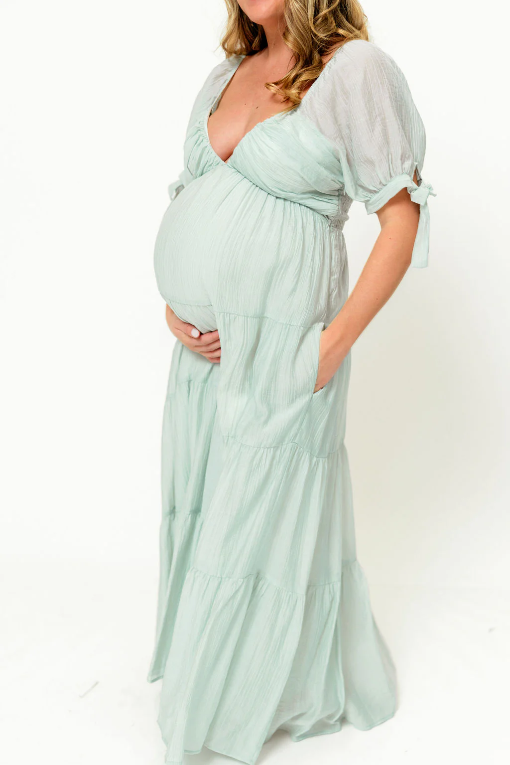 Grayson Maxi Dress in Light Mint - Bump Friendly - Image 2