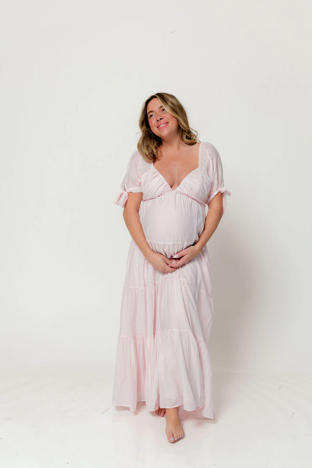 Grayson Maxi Dress in Light Pink - Bump Friendly & Inclusive Sizing - Image 2
