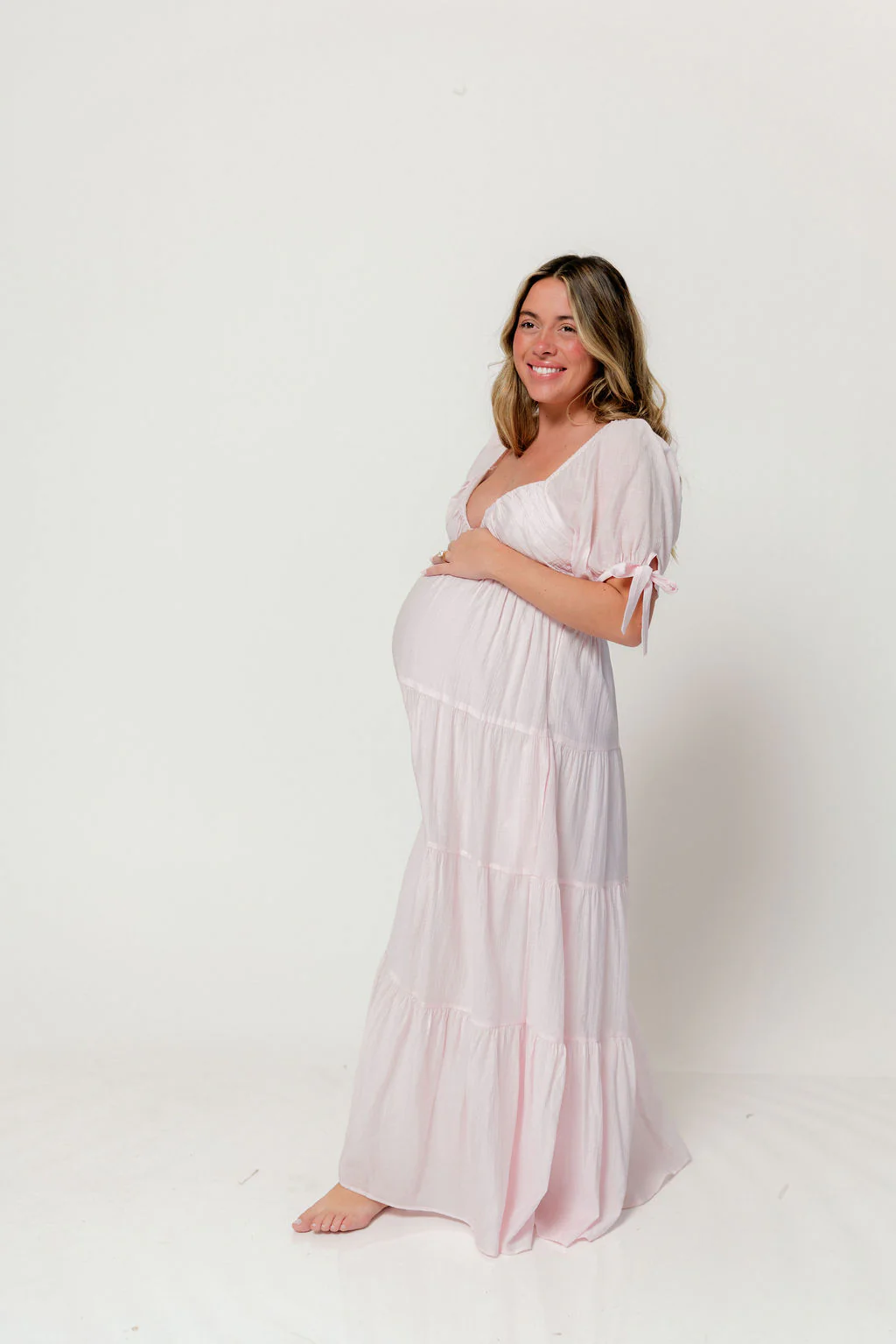 Grayson Maxi Dress in Light Pink - Bump Friendly & Inclusive Sizing - Image 3