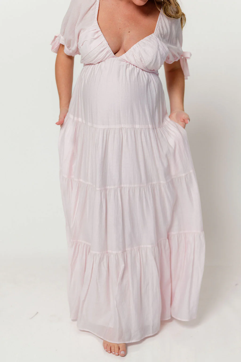Grayson Maxi Dress in Light Pink - Bump Friendly & Inclusive Sizing - Image 4
