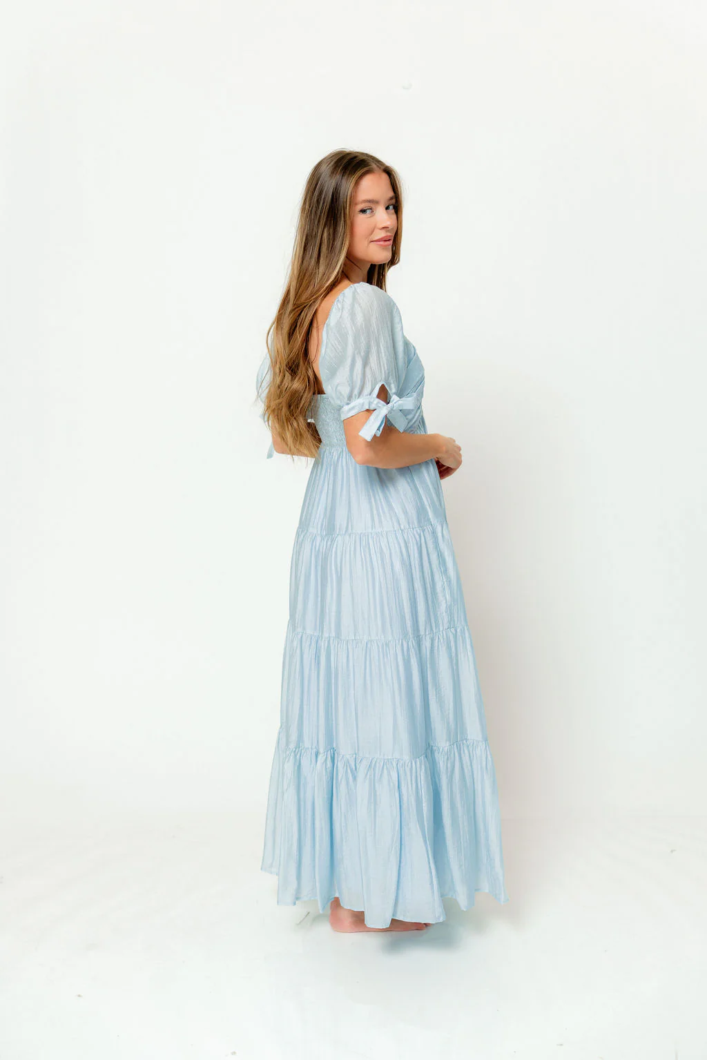 Grayson Maxi Dress in Light Blue - Bump Friendly & Inclusive Sizing - Image 4