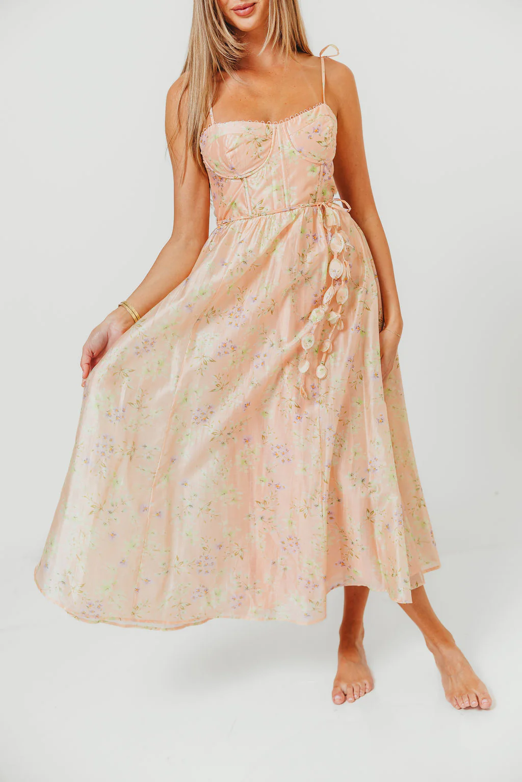 Halcyon Midi Dress in Peach Floral - Image 5