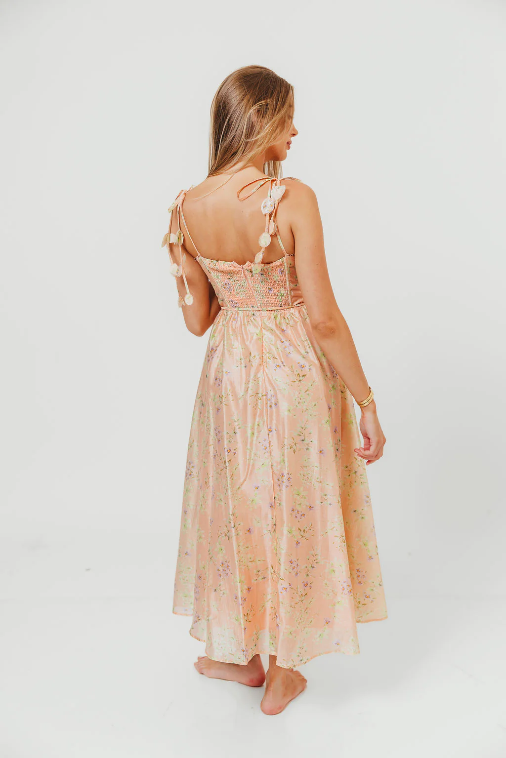 Halcyon Midi Dress in Peach Floral - Image 7