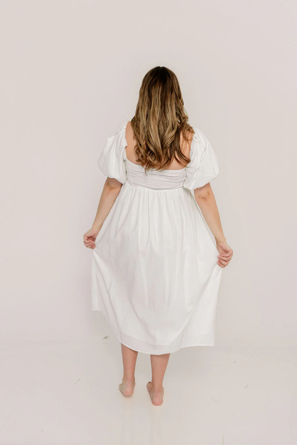 Hamilton Midi Dress in Off-White - Bump Friendly and Inclusive Sizing (S-2XL) - Image 10
