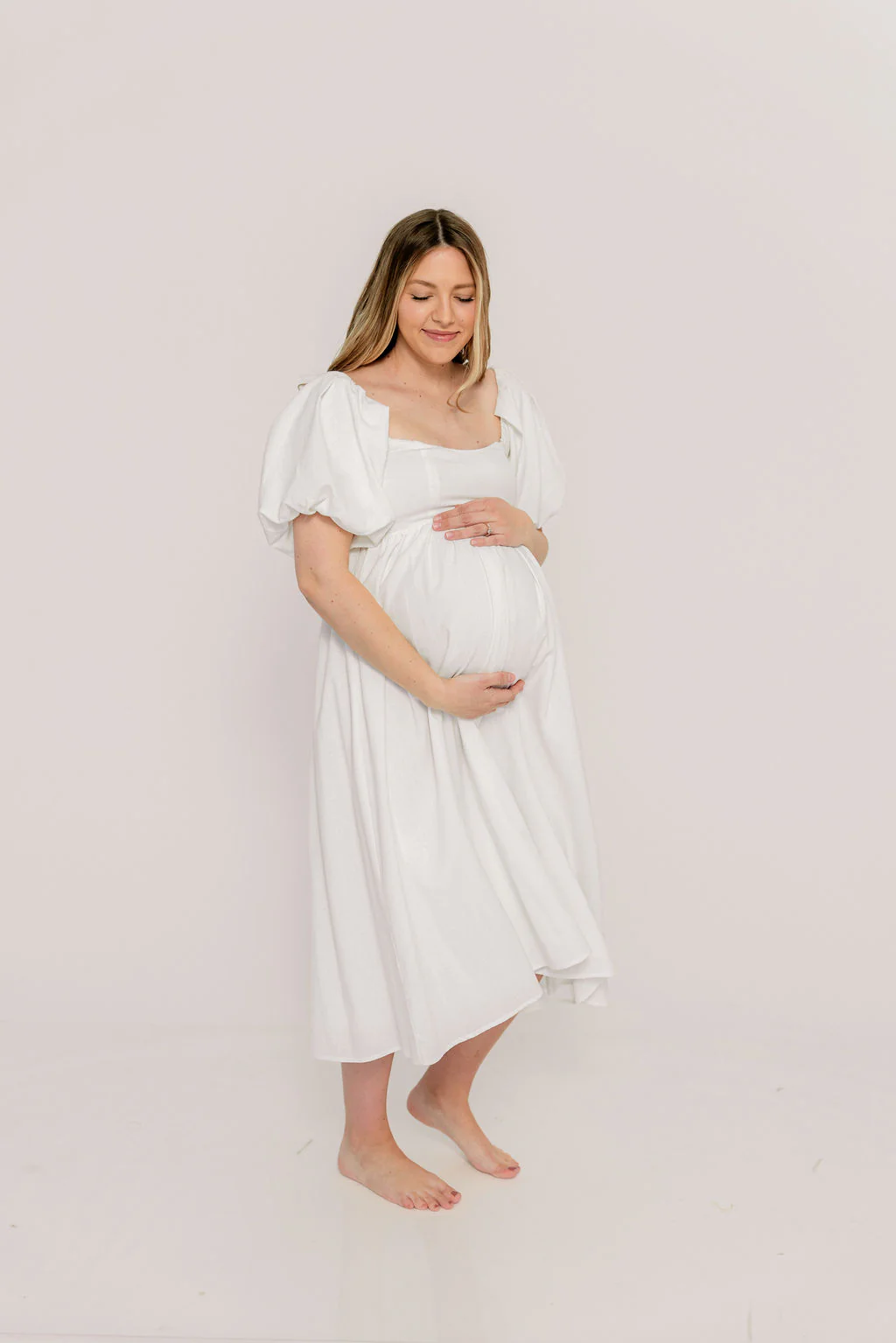 Hamilton Midi Dress in Off-White - Bump Friendly and Inclusive Sizing (S-2XL) - Image 11