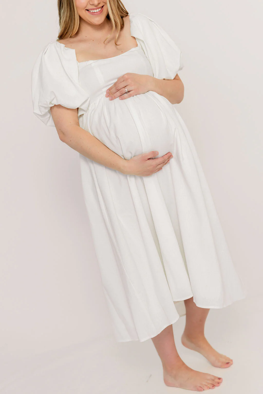 Hamilton Midi Dress in Off-White - Bump Friendly and Inclusive Sizing (S-2XL) - Image 12