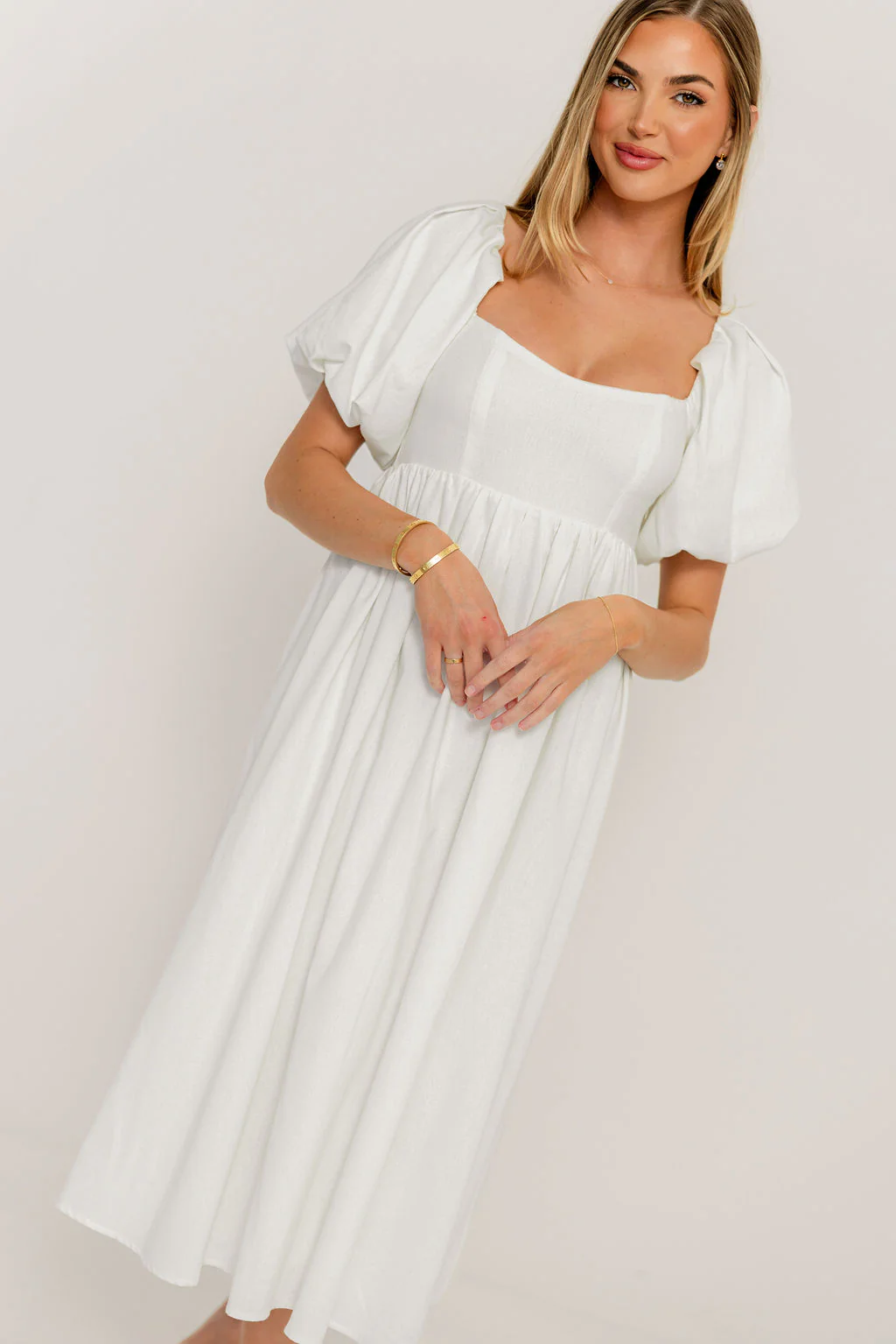 Hamilton Midi Dress in Off-White - Bump Friendly and Inclusive Sizing (S-2XL) - Image 15