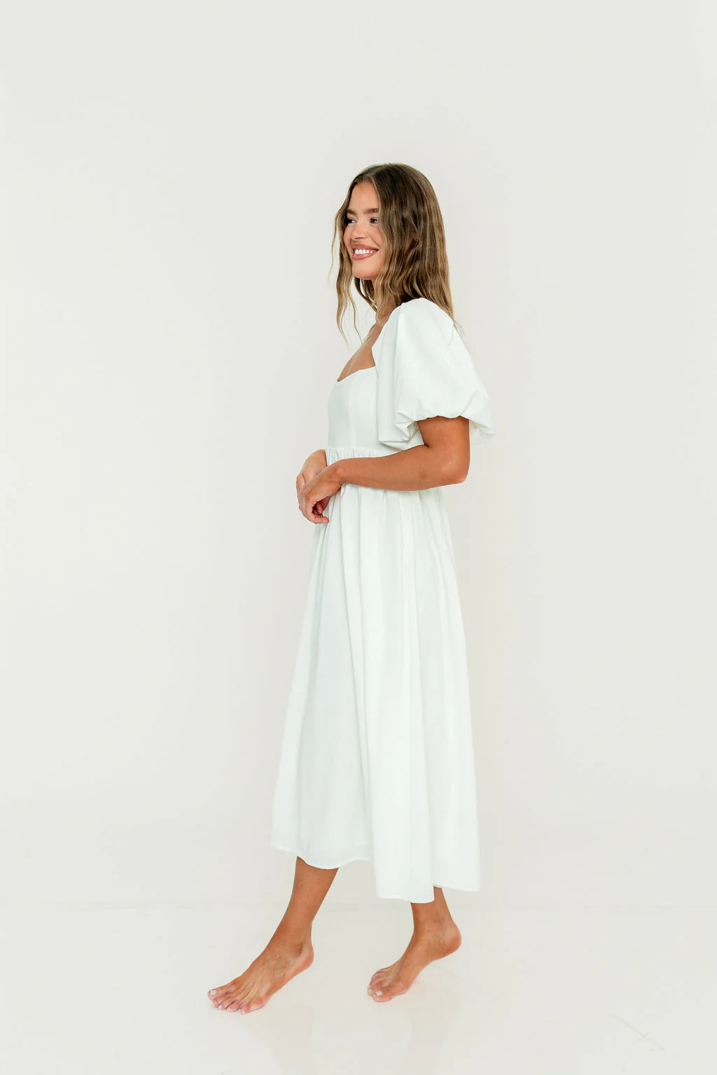 Hamilton Midi Dress in Off-White - Bump Friendly and Inclusive Sizing (S-2XL) - Image 23