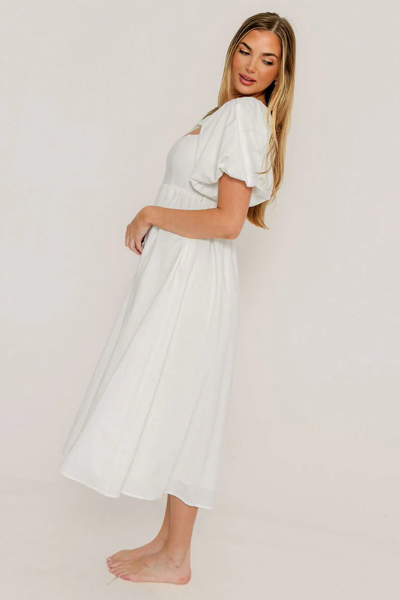 Hamilton Midi Dress in Off-White - Bump Friendly and Inclusive Sizing (S-2XL) - Image 3