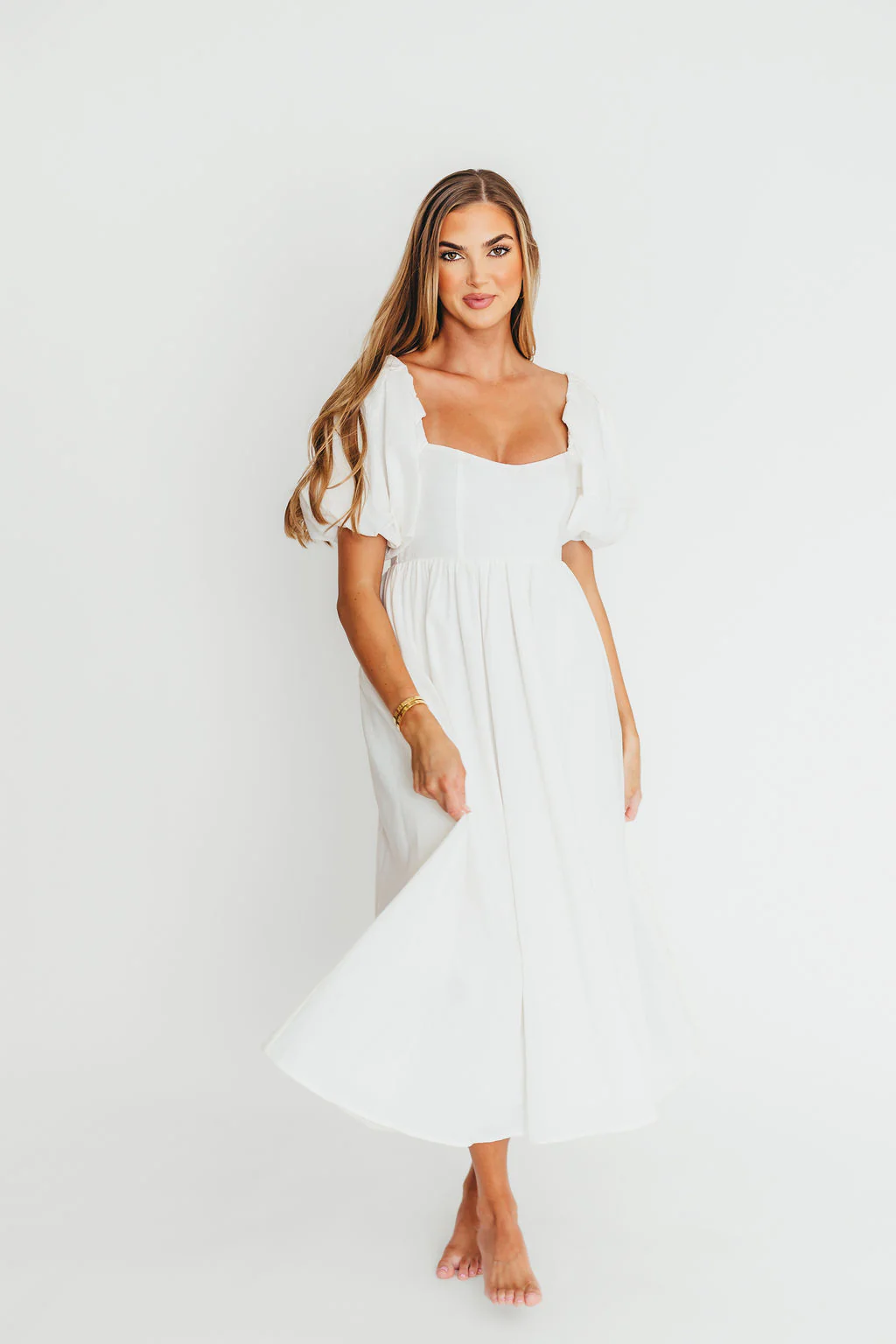 Hamilton Midi Dress in Off-White - Bump Friendly and Inclusive Sizing (S-2XL) - Image 7
