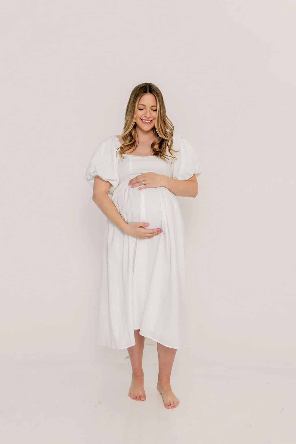 Hamilton Midi Dress in Off-White - Bump Friendly and Inclusive Sizing (S-2XL) - Image 8