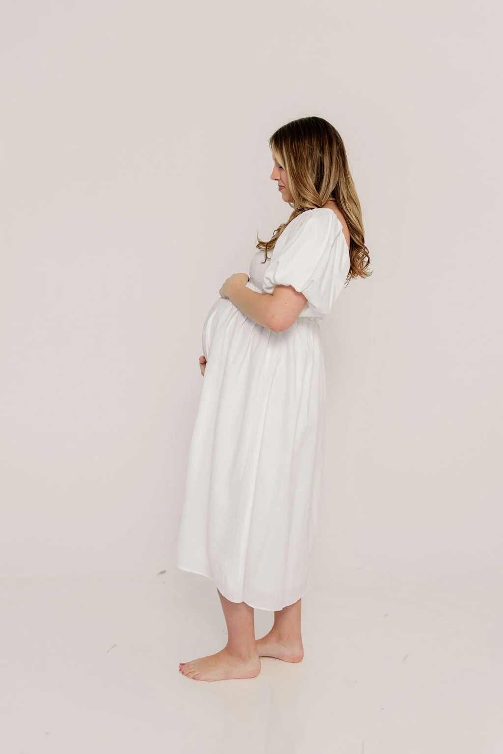 Hamilton Midi Dress in Off-White - Bump Friendly and Inclusive Sizing (S-2XL) - Image 9