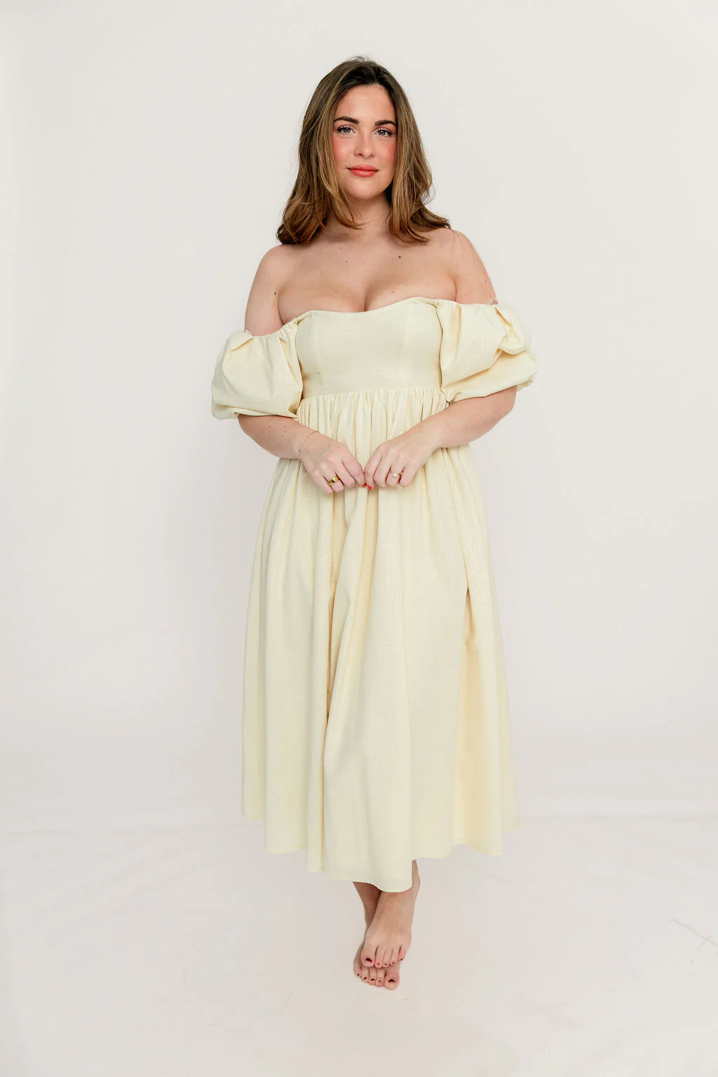 Hamilton Midi Dress in Butter - Bump Friendly (S-XL) - Image 2