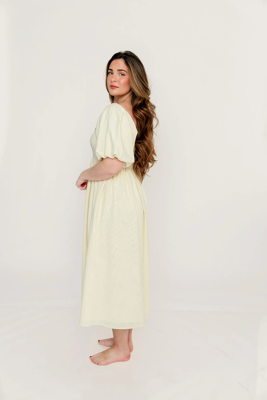 Hamilton Midi Dress in Butter - Bump Friendly (S-XL) - Image 3