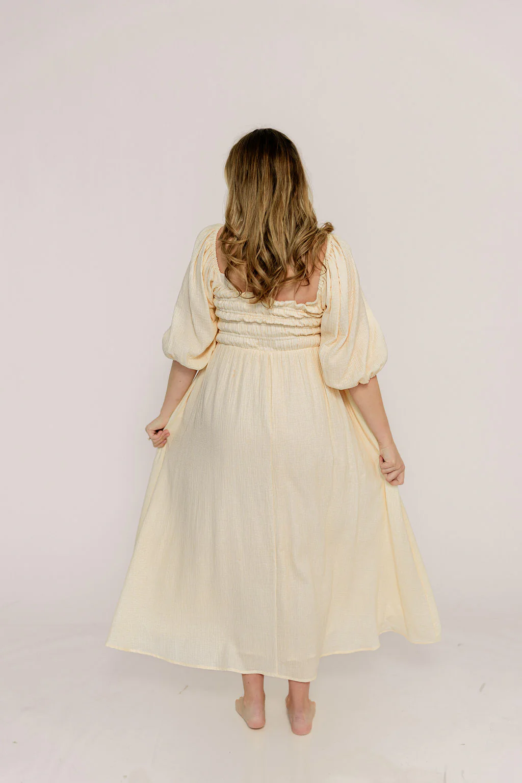Hayes 100% Premium Cotton Maxi Dress in Faded Grid - Image 13