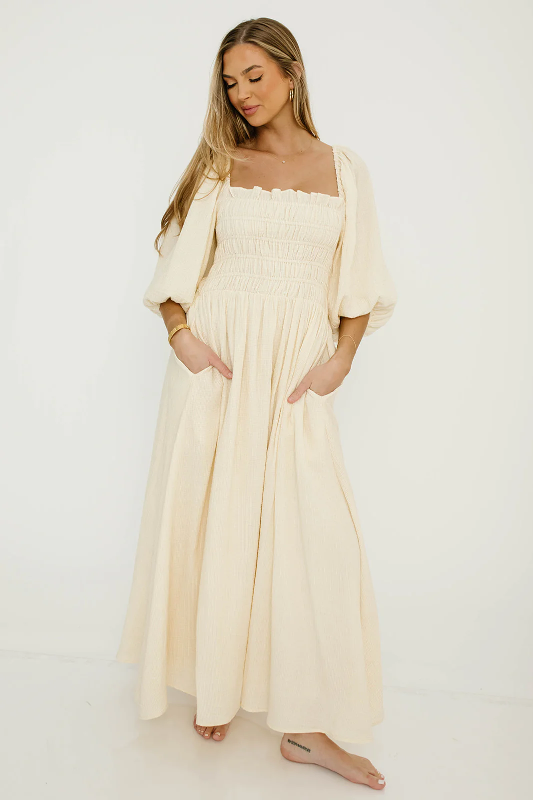 Hayes 100% Premium Cotton Maxi Dress in Faded Grid - Image 16