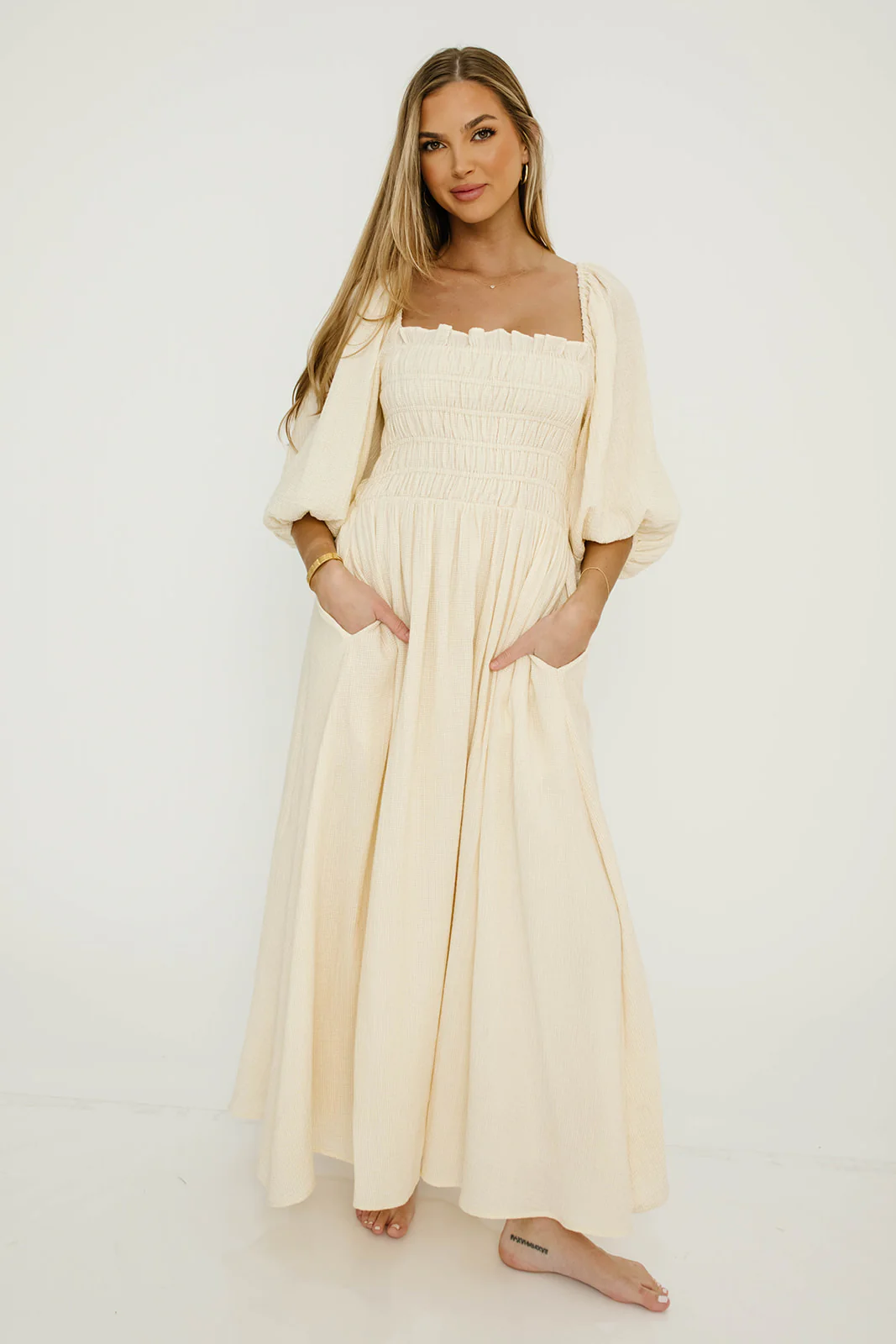 Hayes 100% Premium Cotton Maxi Dress in Faded Grid - Image 17