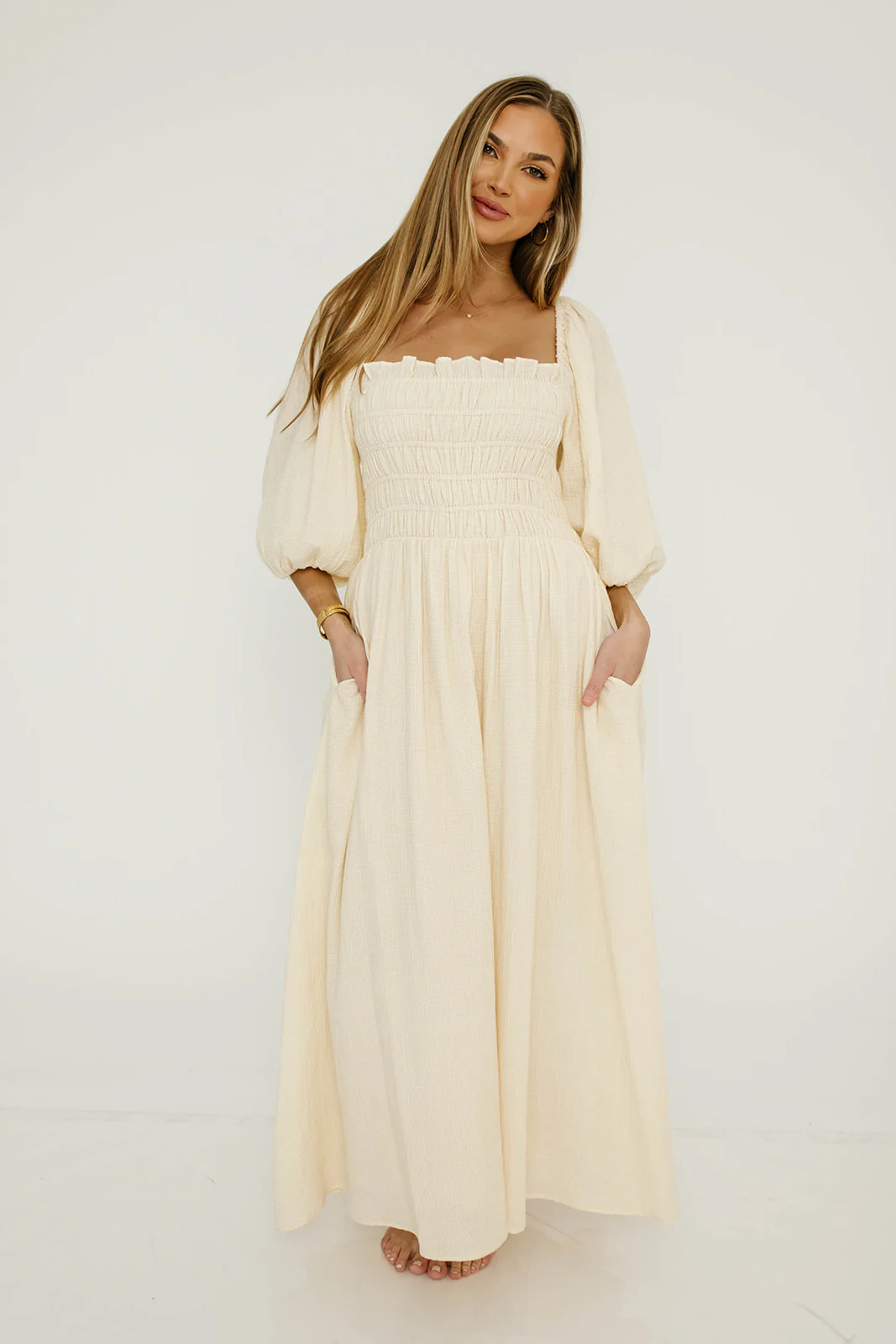 Hayes 100% Premium Cotton Maxi Dress in Faded Grid - Image 18