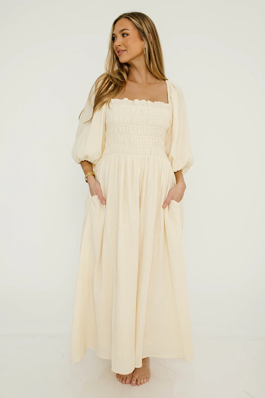 Hayes 100% Premium Cotton Maxi Dress in Faded Grid - Image 19