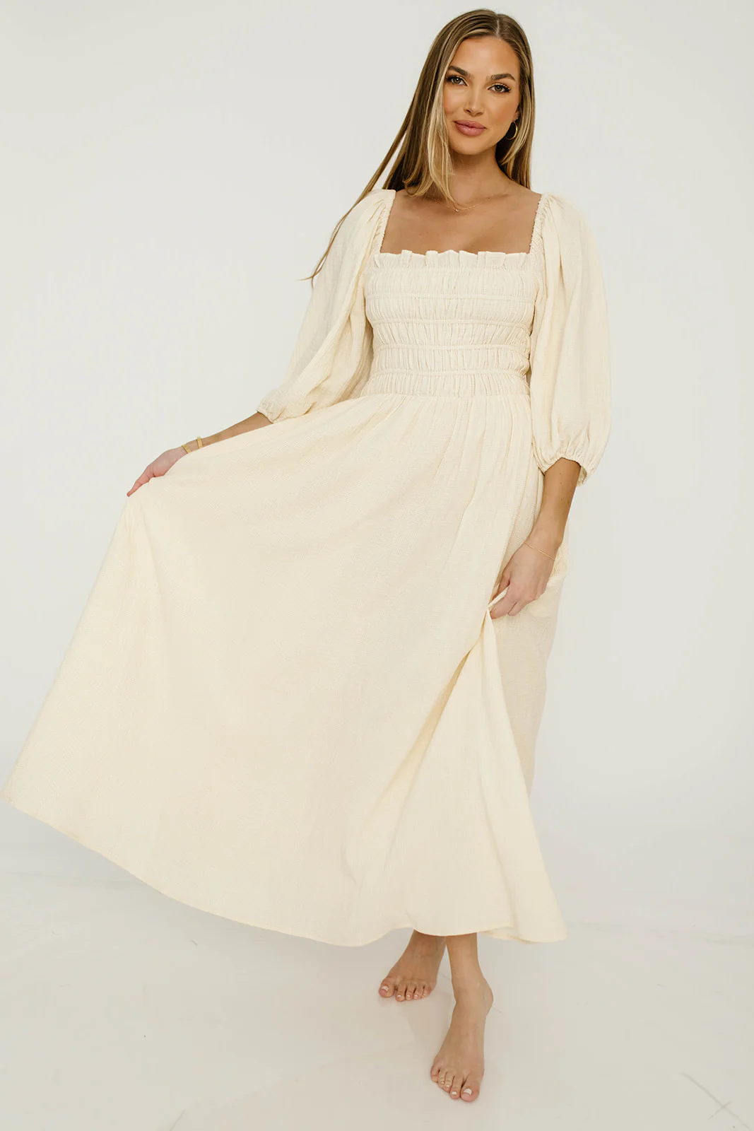Hayes 100% Premium Cotton Maxi Dress in Faded Grid - Image 22