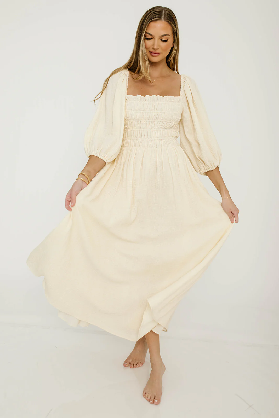 Hayes 100% Premium Cotton Maxi Dress in Faded Grid - Image 23