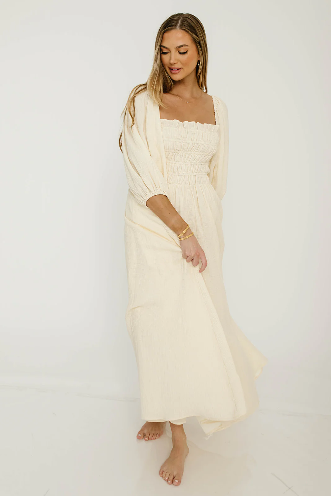 Hayes 100% Premium Cotton Maxi Dress in Faded Grid - Image 24