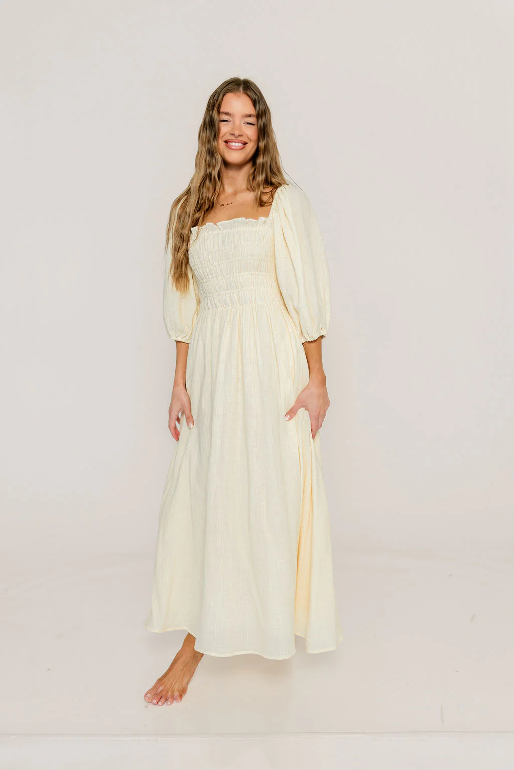 Hayes 100% Premium Cotton Maxi Dress in Faded Grid - Image 5