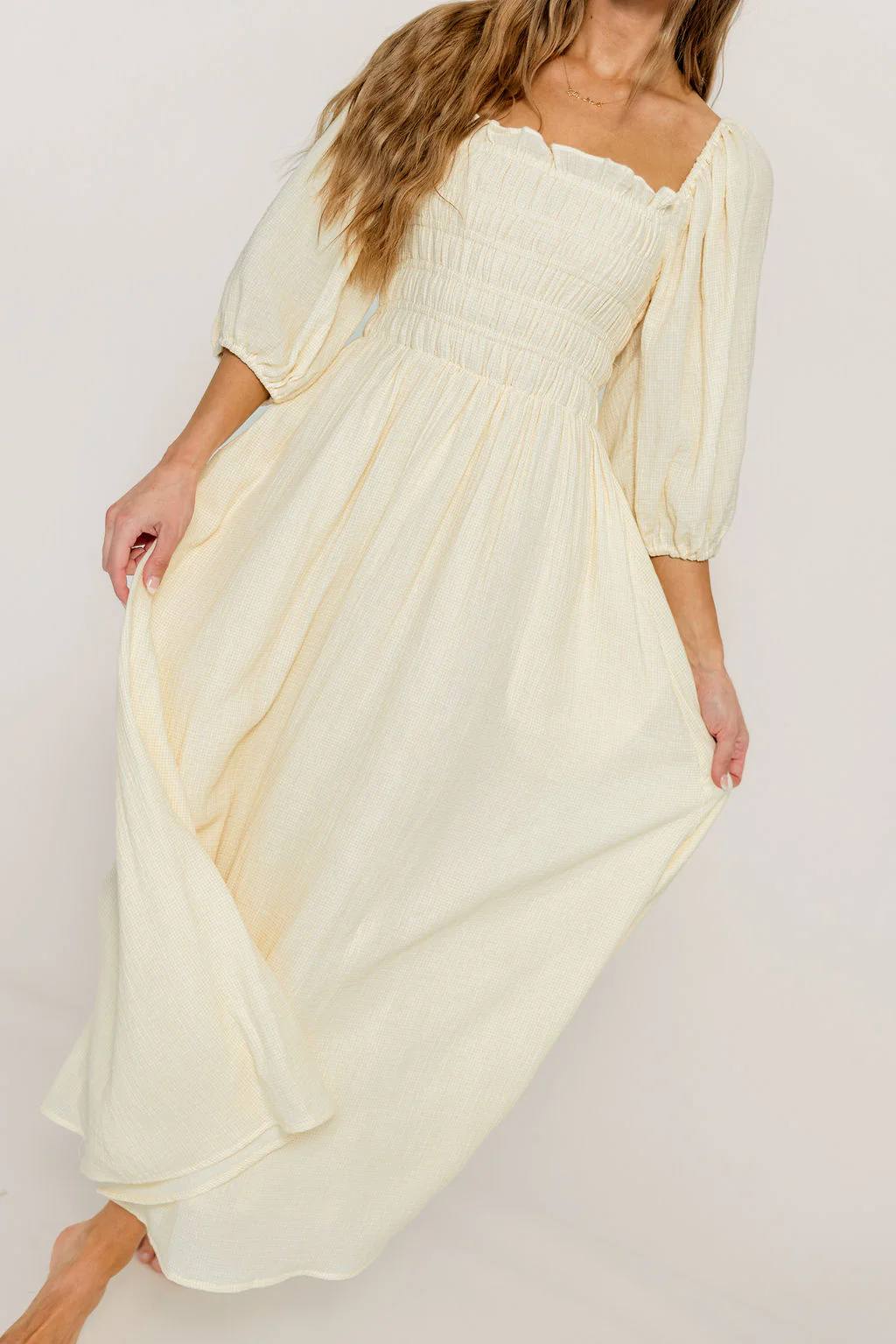 Hayes 100% Premium Cotton Maxi Dress in Faded Grid - Image 6