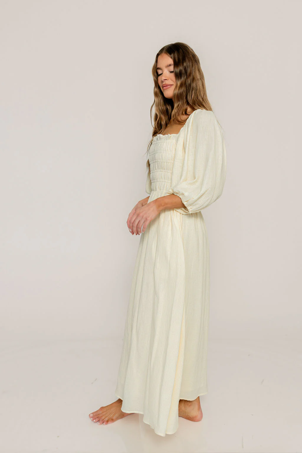 Hayes 100% Premium Cotton Maxi Dress in Faded Grid - Image 7