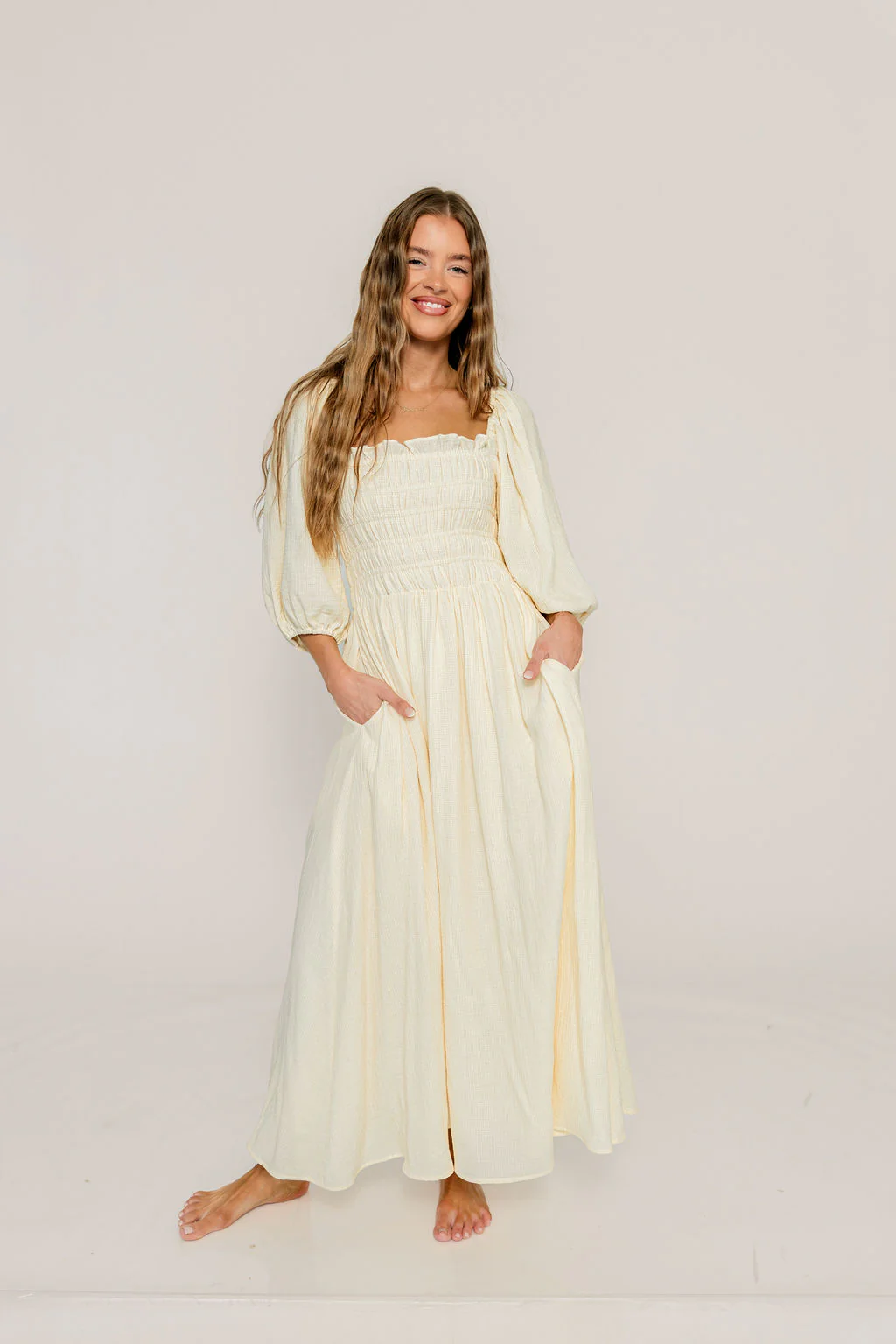 Hayes 100% Premium Cotton Maxi Dress in Faded Grid - Image 8