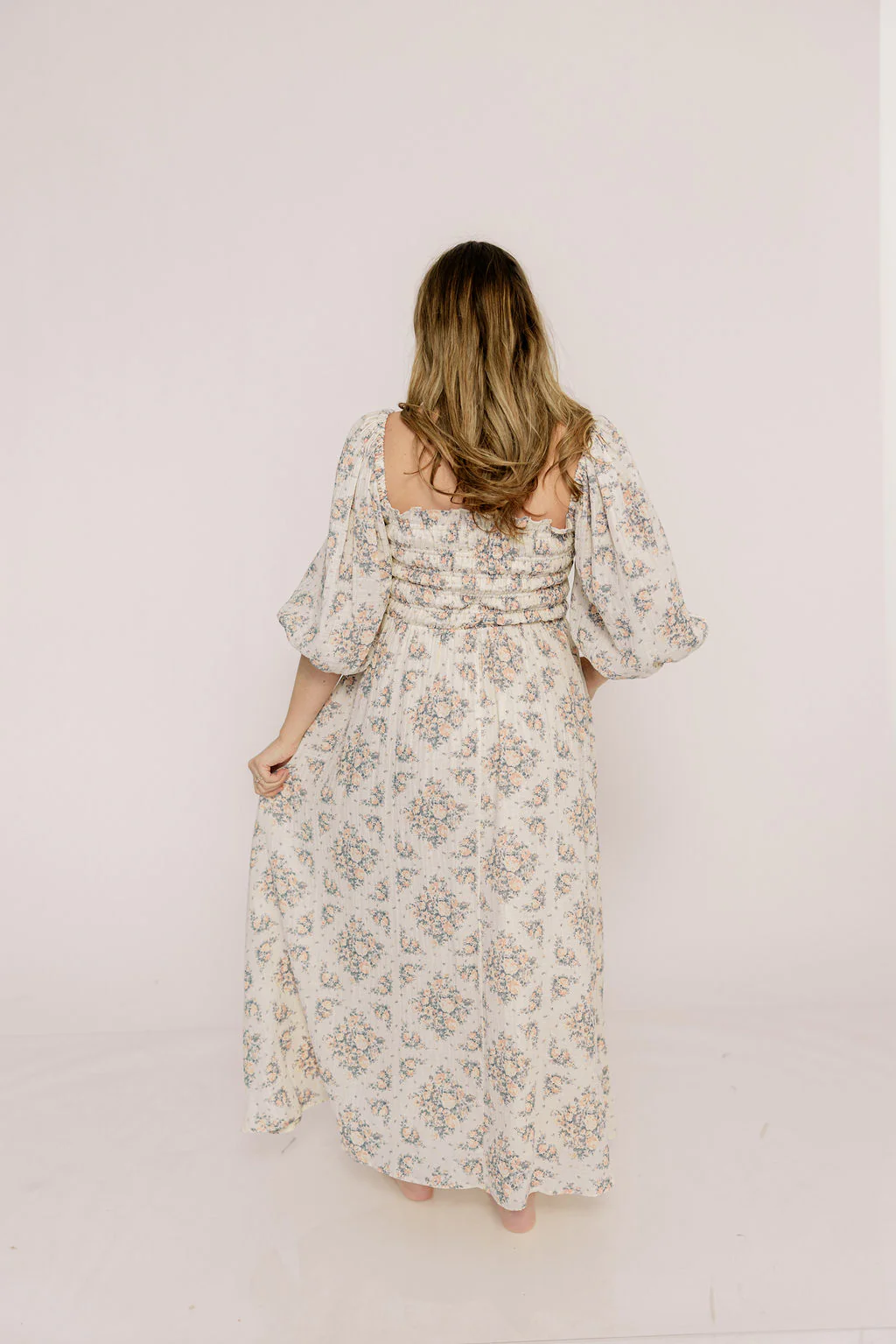 Hayes 100% Premium Cotton Maxi Dress in Peach Blue - Image 13