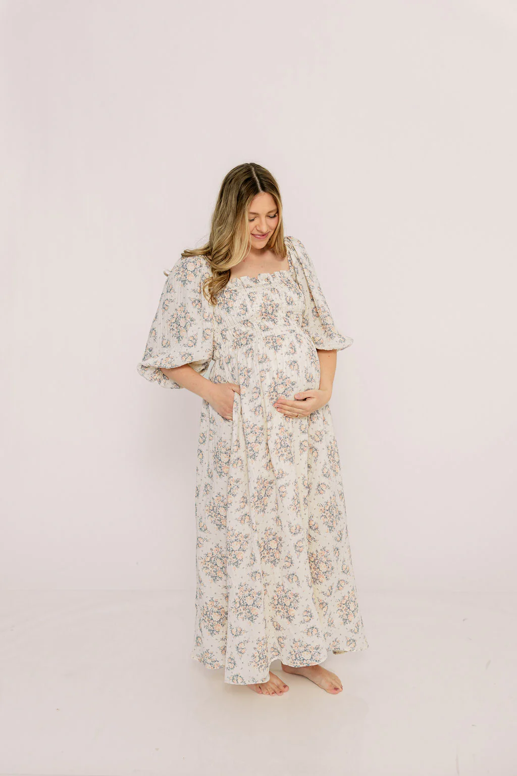 Hayes 100% Premium Cotton Maxi Dress in Peach Blue - Image 14