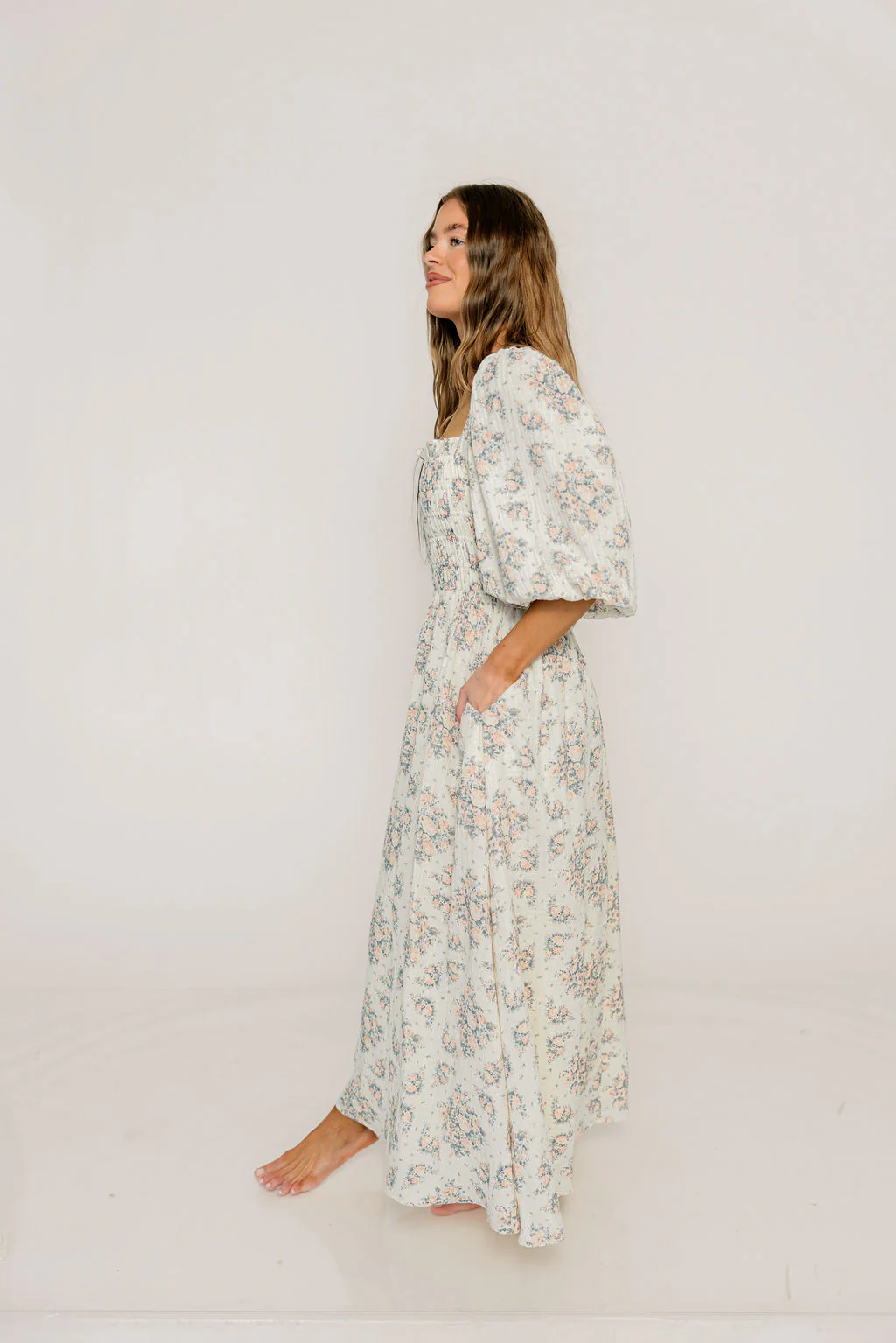 Hayes 100% Premium Cotton Maxi Dress in Peach Blue - Image 18