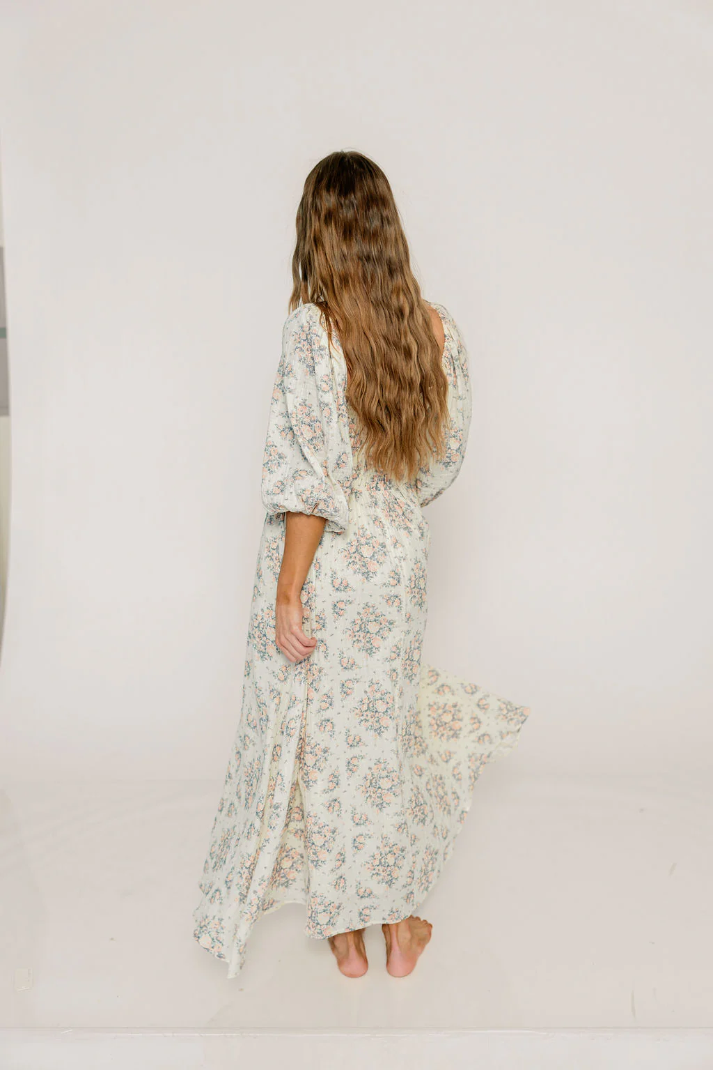 Hayes 100% Premium Cotton Maxi Dress in Peach Blue - Image 19