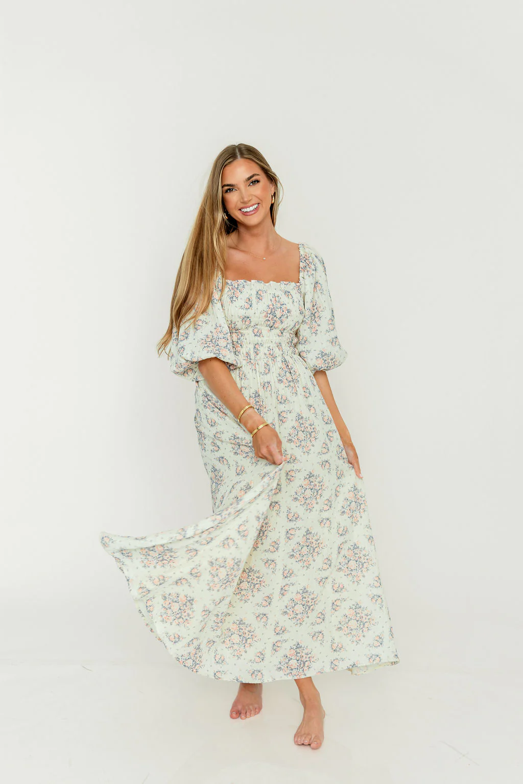 Hayes 100% Premium Cotton Maxi Dress in Peach Blue - Image 21