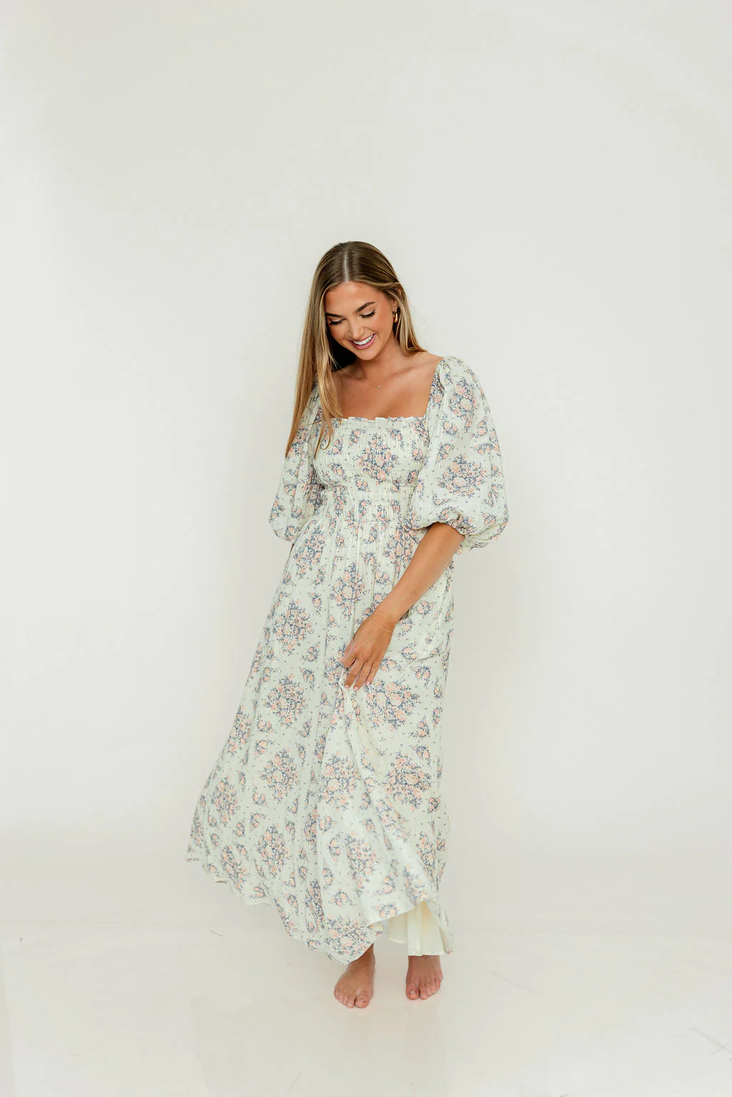 Hayes 100% Premium Cotton Maxi Dress in Peach Blue - Image 22
