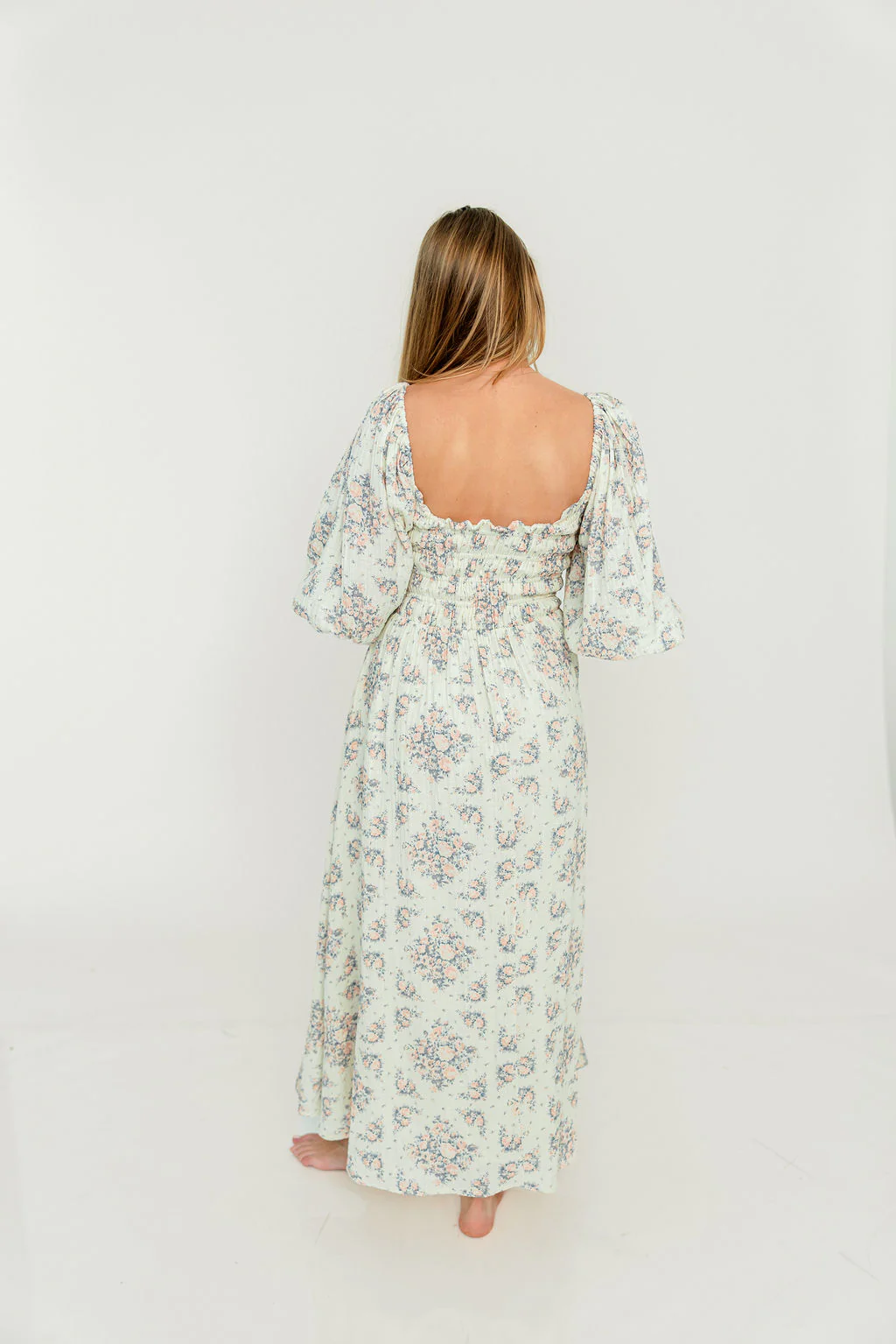 Hayes 100% Premium Cotton Maxi Dress in Peach Blue - Image 25