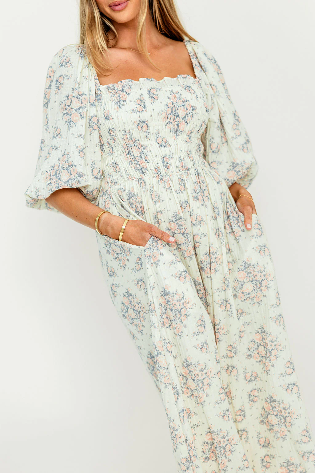 Hayes 100% Premium Cotton Maxi Dress in Peach Blue - Image 27