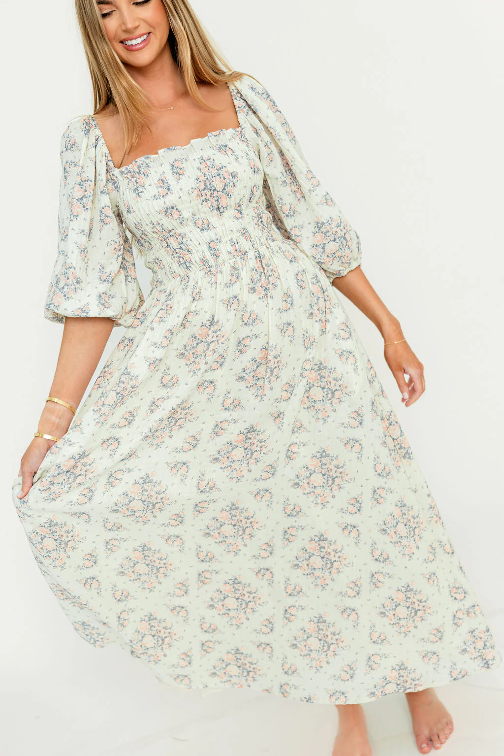 Hayes 100% Premium Cotton Maxi Dress in Peach Blue - Image 28