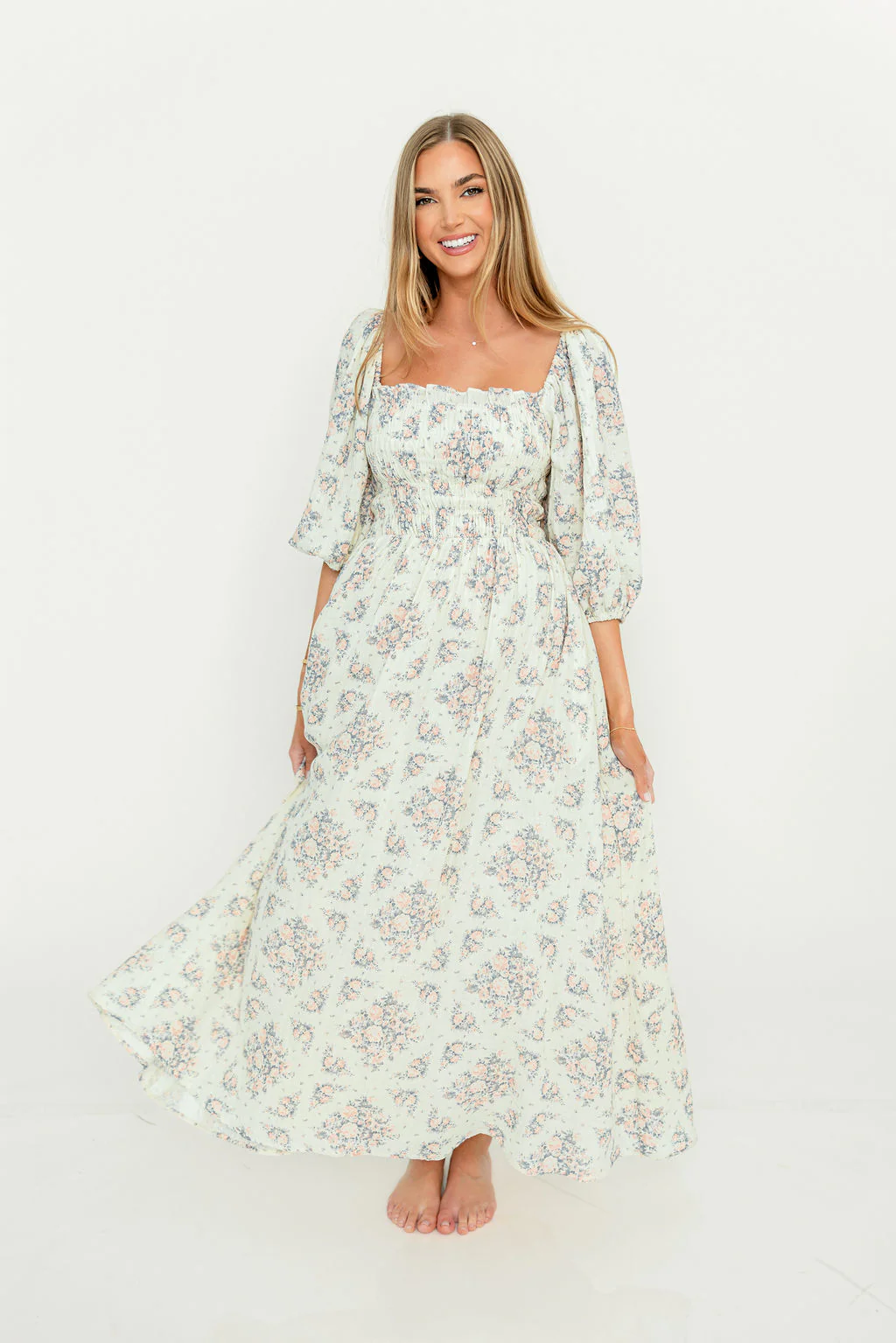 Hayes 100% Premium Cotton Maxi Dress in Peach Blue - Image 29