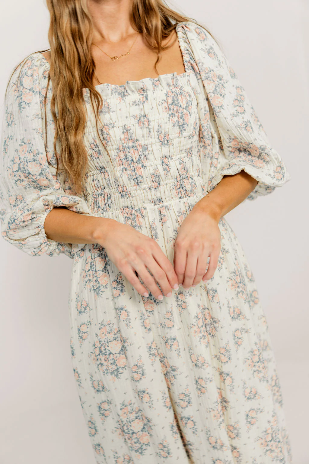 Hayes 100% Premium Cotton Maxi Dress in Peach Blue - Image 9