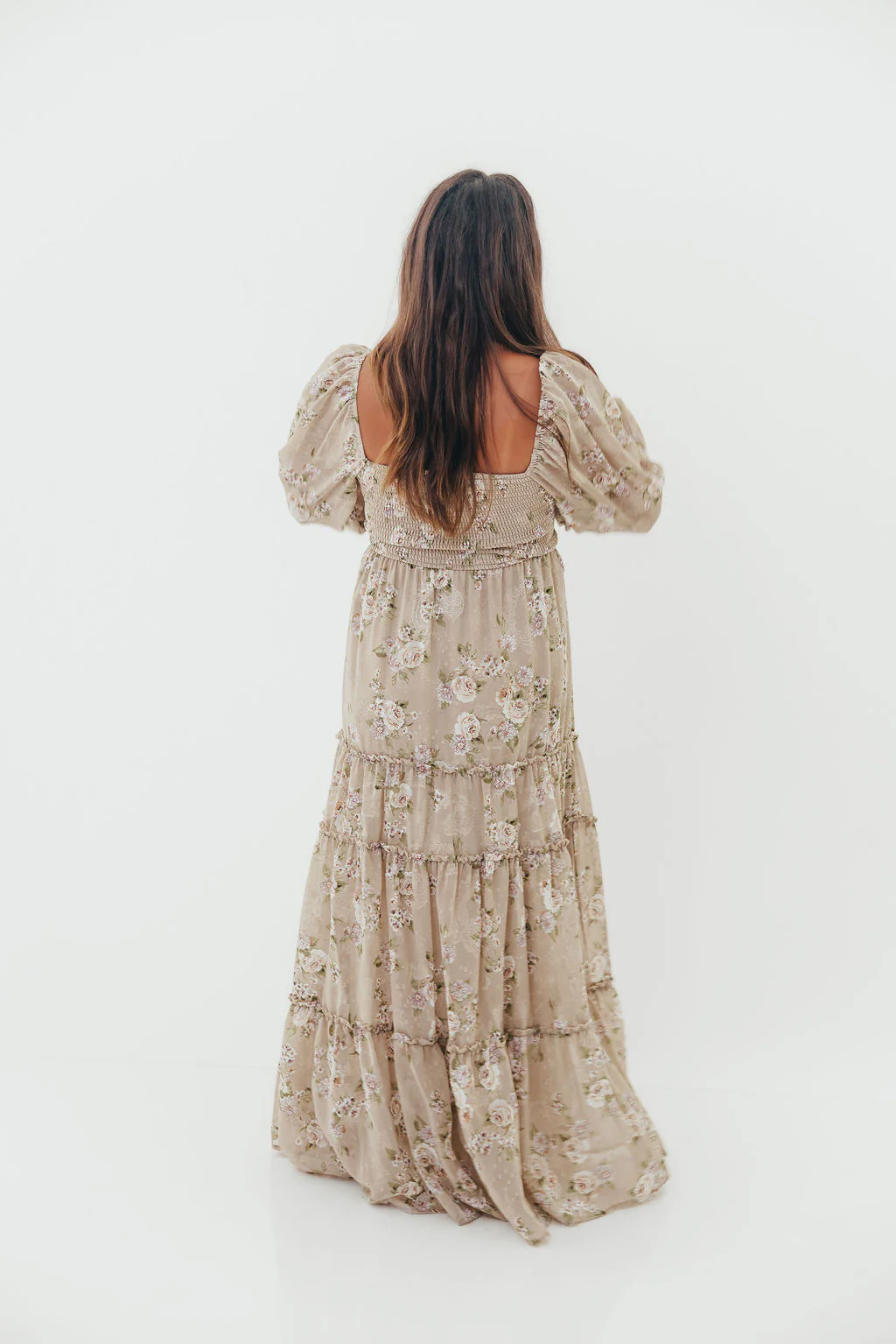 Daphne Long Sleeve Maxi Dress in Beige/Multi Floral - Bump Friendly & Inclusive Sizing (XS-3XL) - Image 16