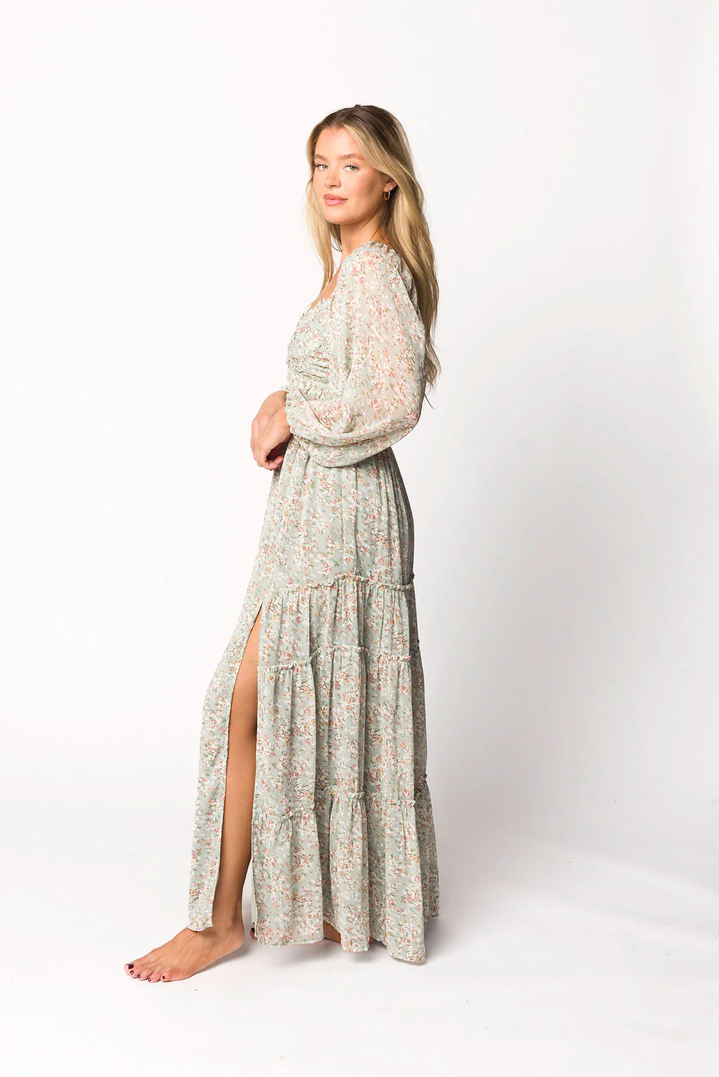 Daphne Long Sleeve Maxi Dress in Sage/Pink/Ivory Floral - Bump Friendly & Inclusive Sizing (XS-3XL) - Image 23