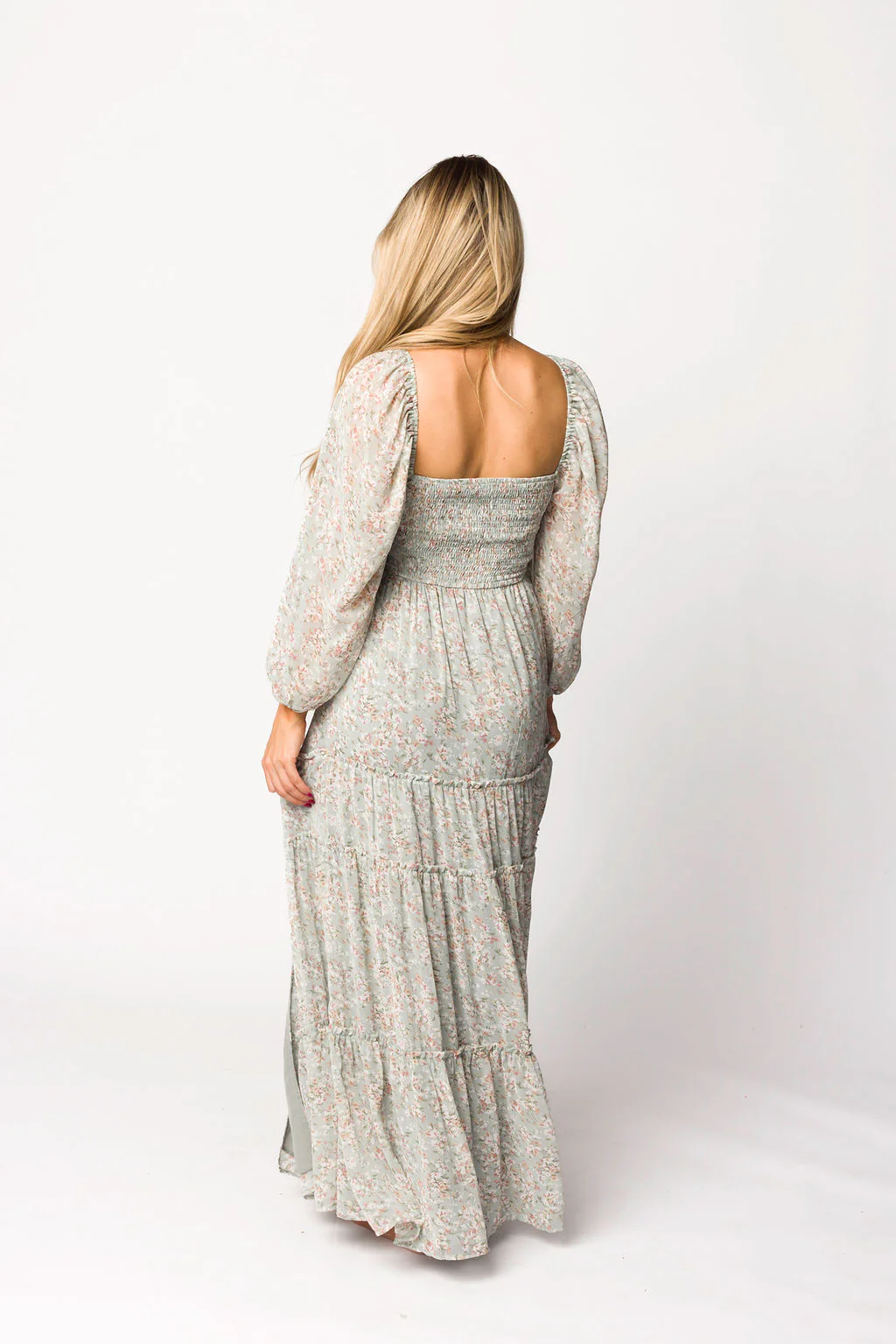Daphne Long Sleeve Maxi Dress in Sage/Pink/Ivory Floral - Bump Friendly & Inclusive Sizing (XS-3XL) - Image 24