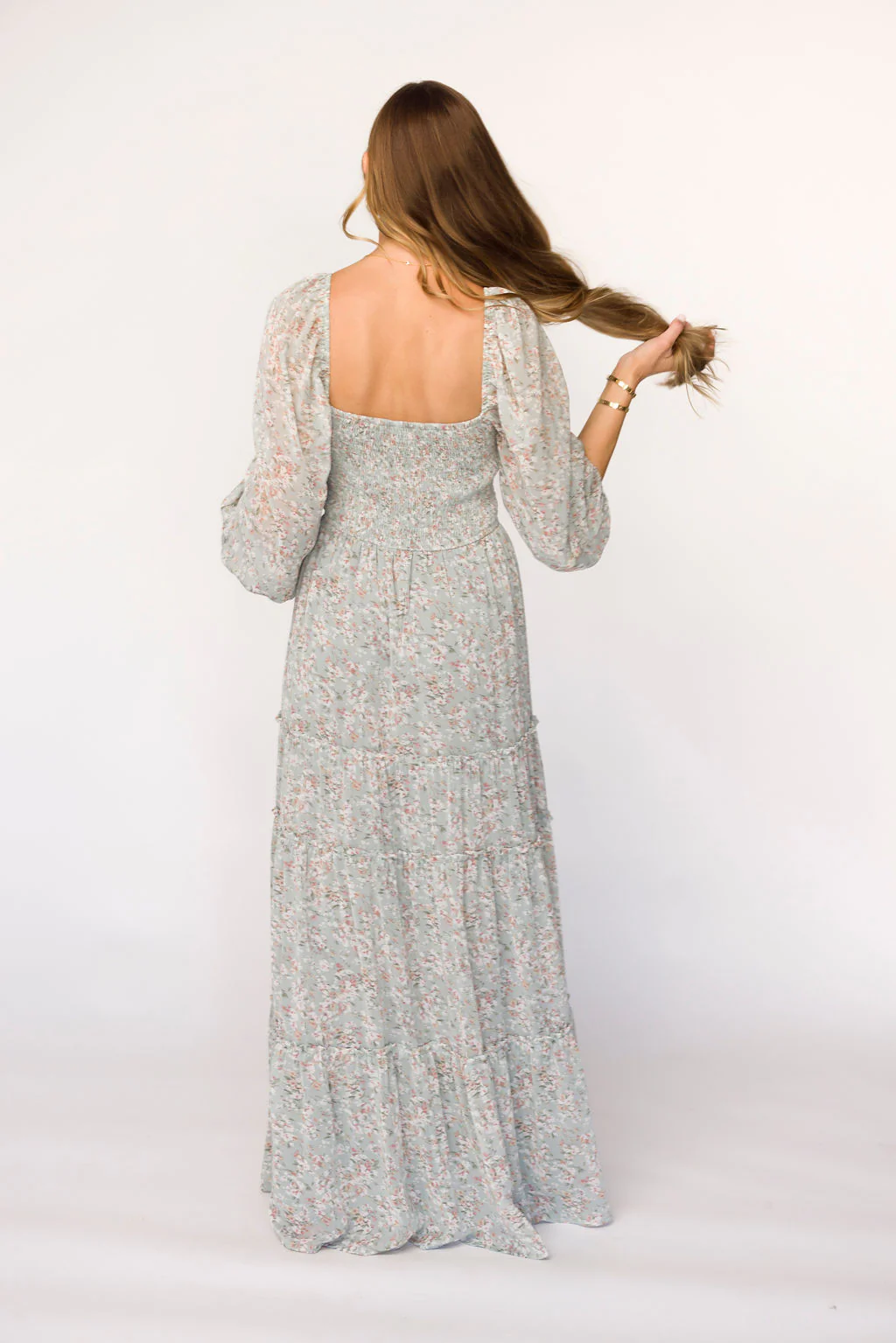 Daphne Long Sleeve Maxi Dress in Sage/Pink/Ivory Floral - Bump Friendly & Inclusive Sizing (XS-3XL) - Image 8